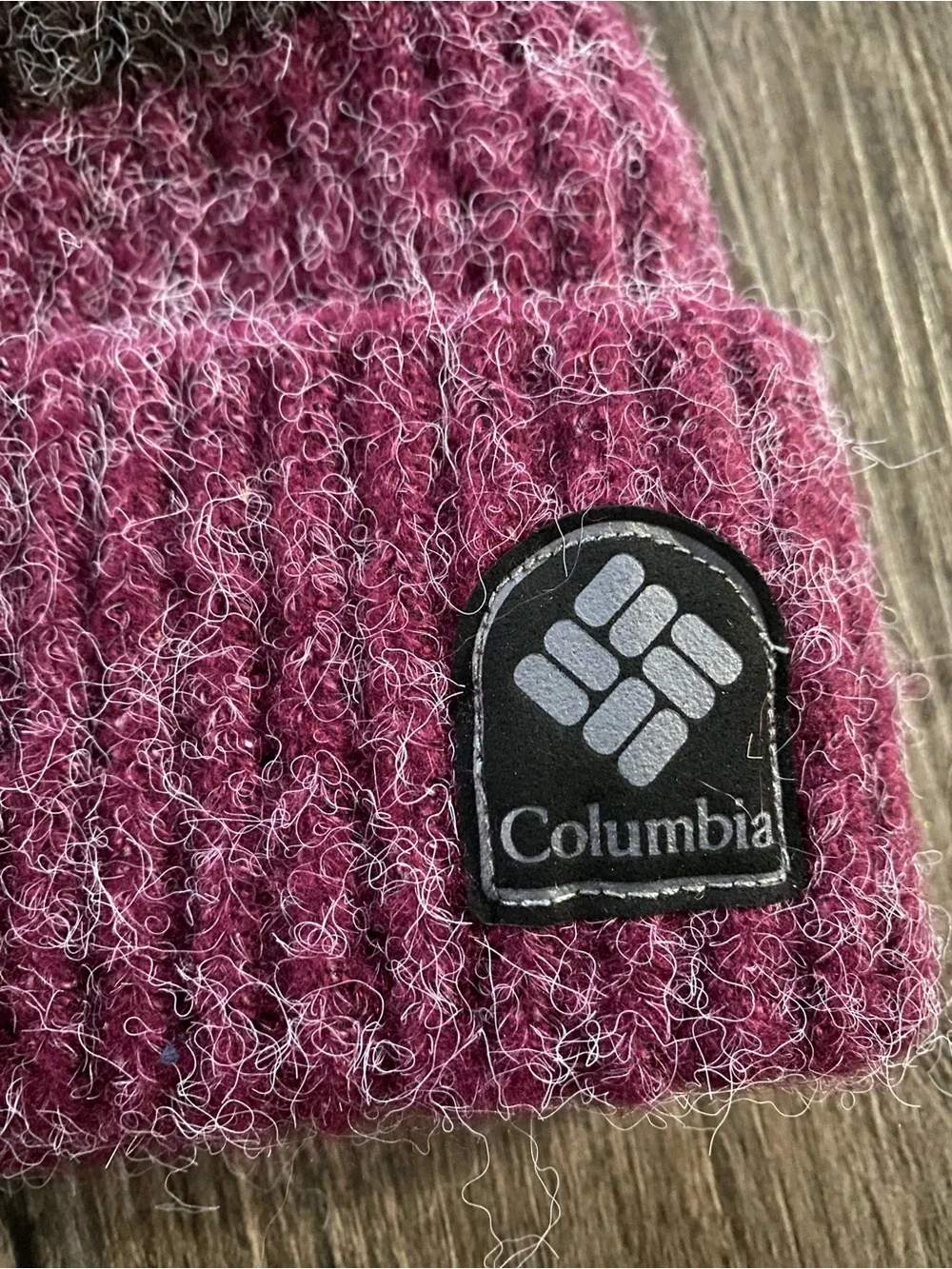 Columbia Kids Two-Tone Pink and Brown Pom Beanie